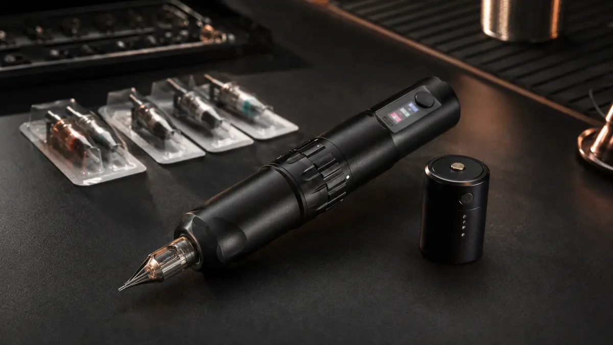 Machine à tatouer sans fil à course réglable avec écran couleur et batterie amovible